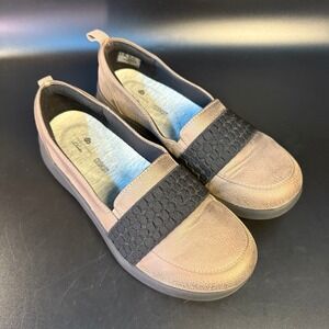 Clarks Slip On Loafers Comfort Cushioned Shoes Casual‎ Black Beige 6.5